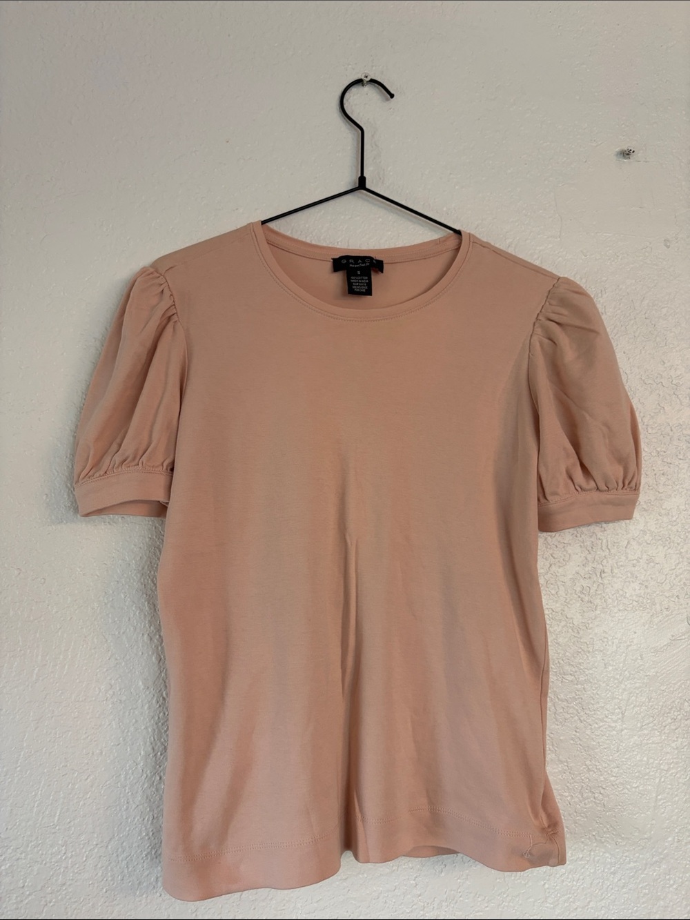 Grace Short Puff Sleeve Tee in Blush